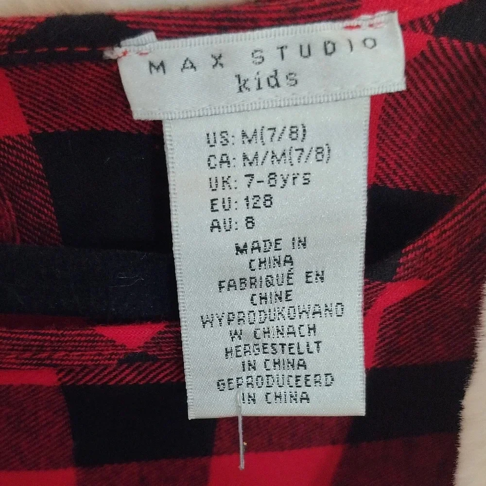 Max Studio Kids Red and Black Plaid Set with White Vest